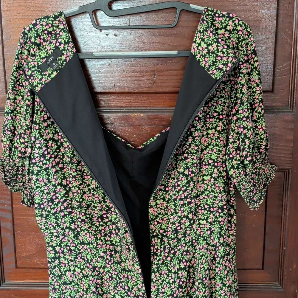 J Crew Sweetheart Neckline Floral Smocked Sleeve Midi Dress 12 - Picture 8 of 14